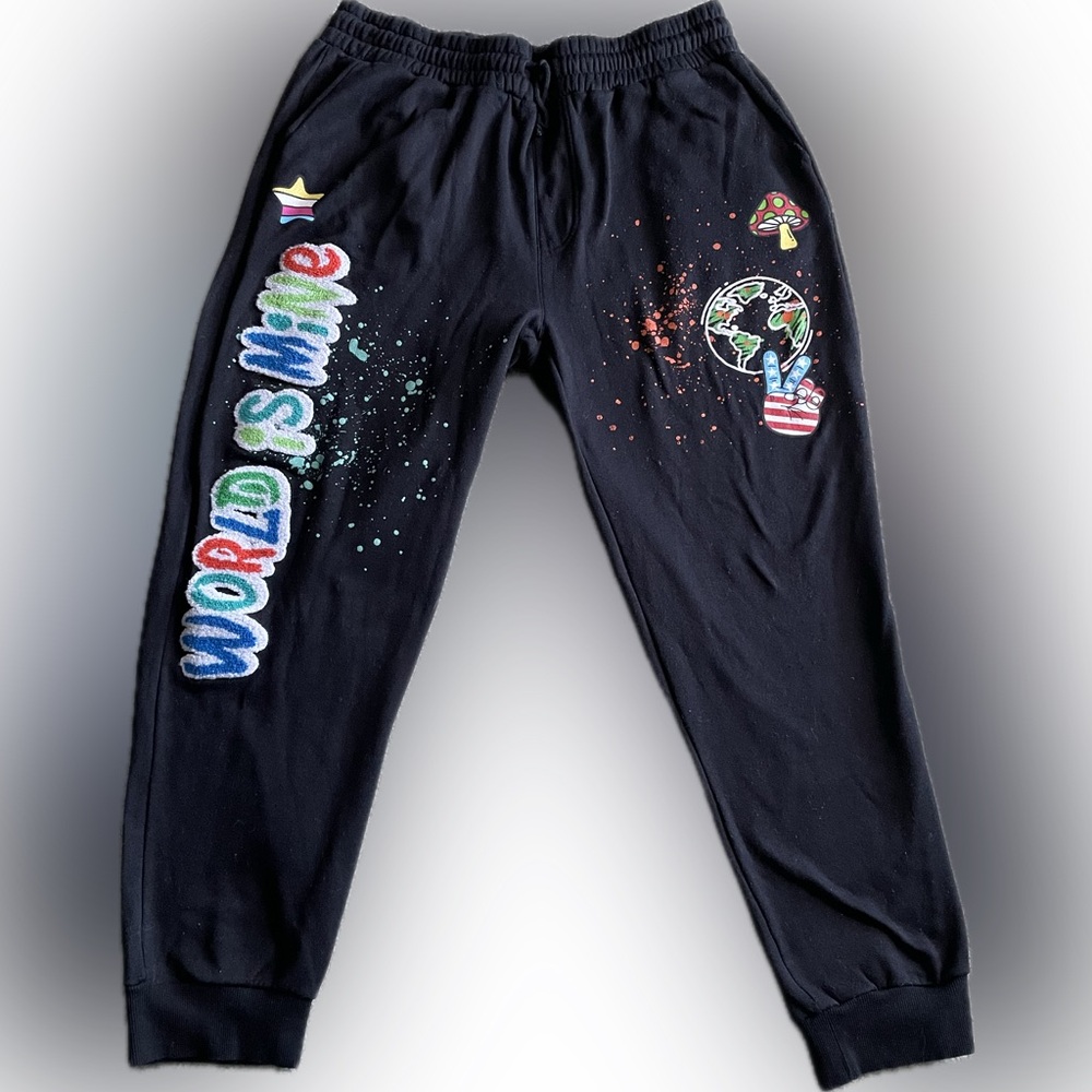 Black Pike Joggers Sweatpants 2XL w/stitching and print